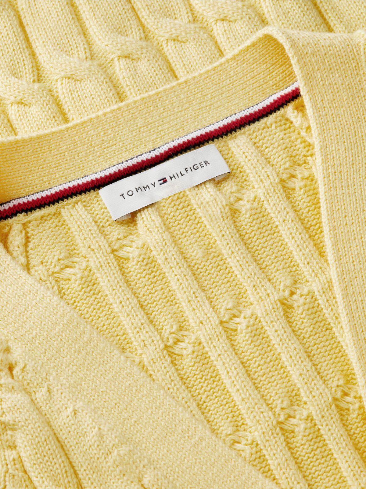 Cable Knit Slim Cap Sleeve Cardigan — Yellow