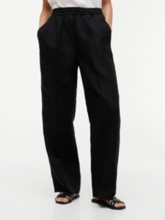 Loose Straight Trousers With Linen — Black 2