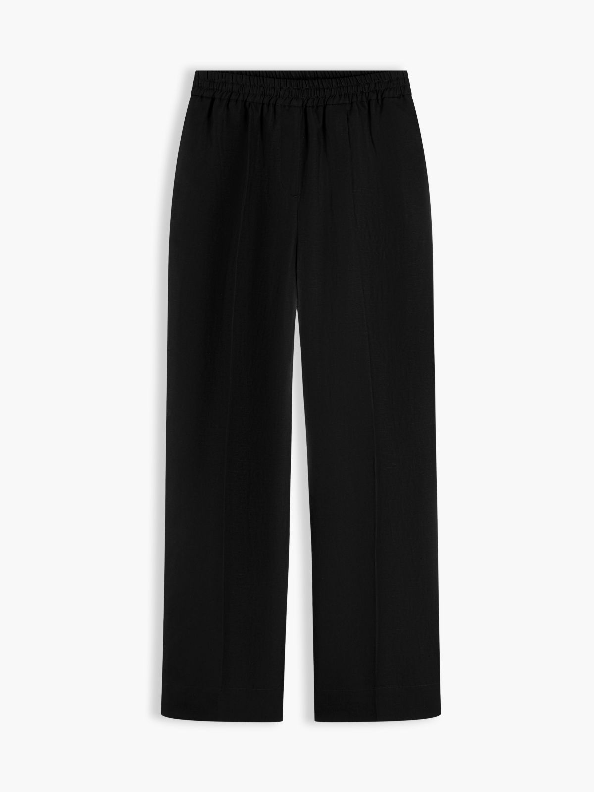 Loose Straight Trousers With Linen — Black