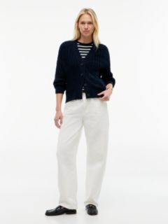 Cable Knit Oversized V-Neck Cardigan — Blue 2