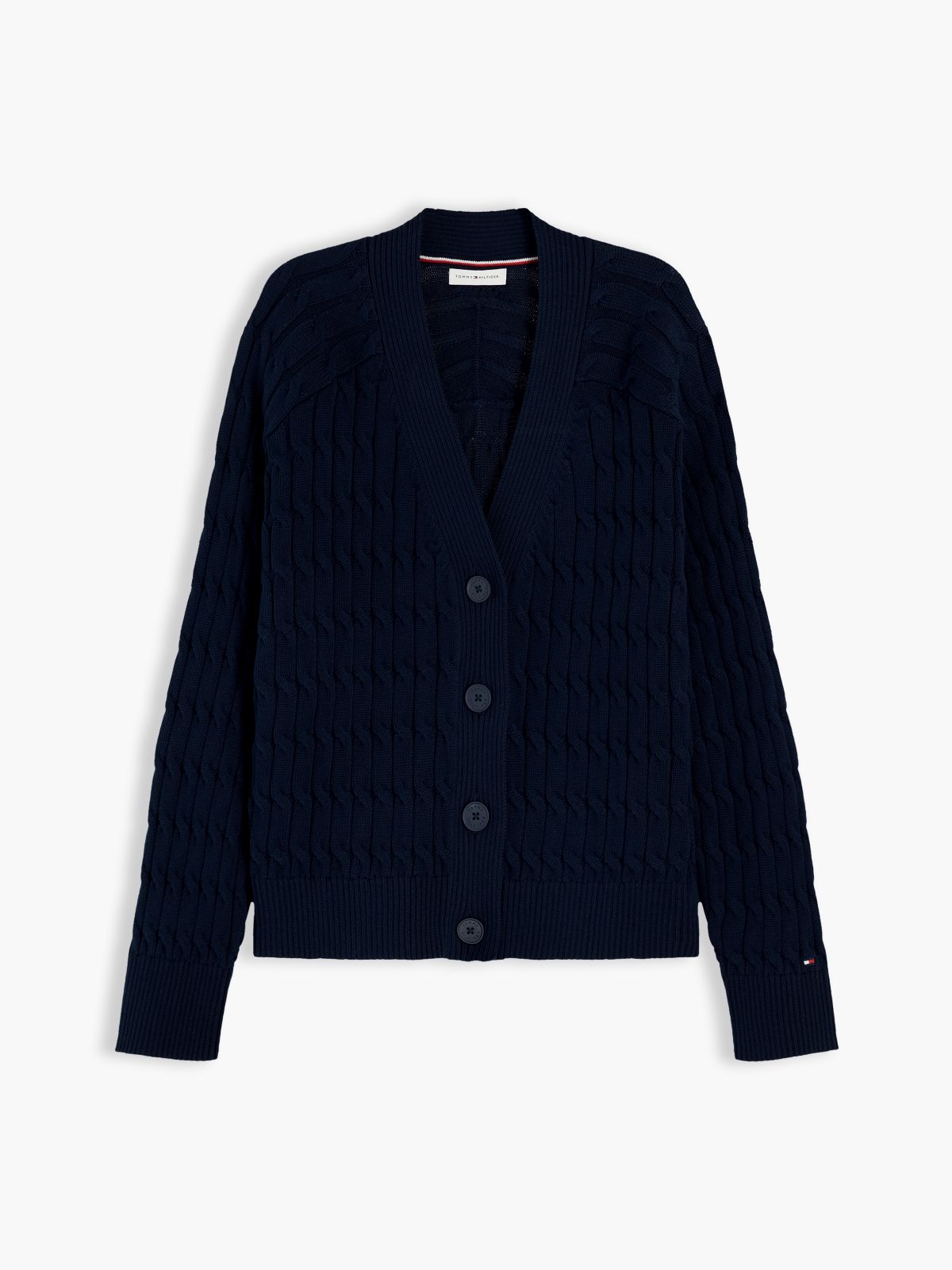 Cable Knit Oversized V-Neck Cardigan — Blue