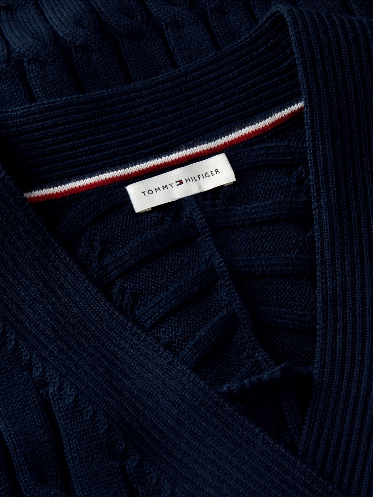 Cable Knit Oversized V-Neck Cardigan — Blue