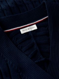 Cable Knit Oversized V-Neck Cardigan — Blue 6