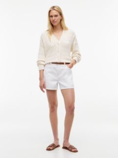 Cable Knit Oversized V-Neck Cardigan — Beige 2
