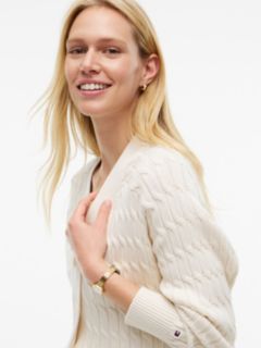 Cable Knit Oversized V-Neck Cardigan — Beige 3