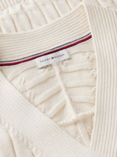 Cable Knit Oversized V-Neck Cardigan — Beige 6