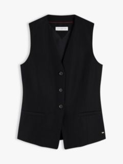 Slim V-Neck Waistcoat With Linen — Black 5