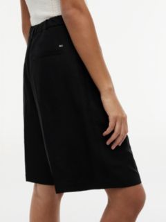 Straight Bermuda Shorts With Linen — Black 3
