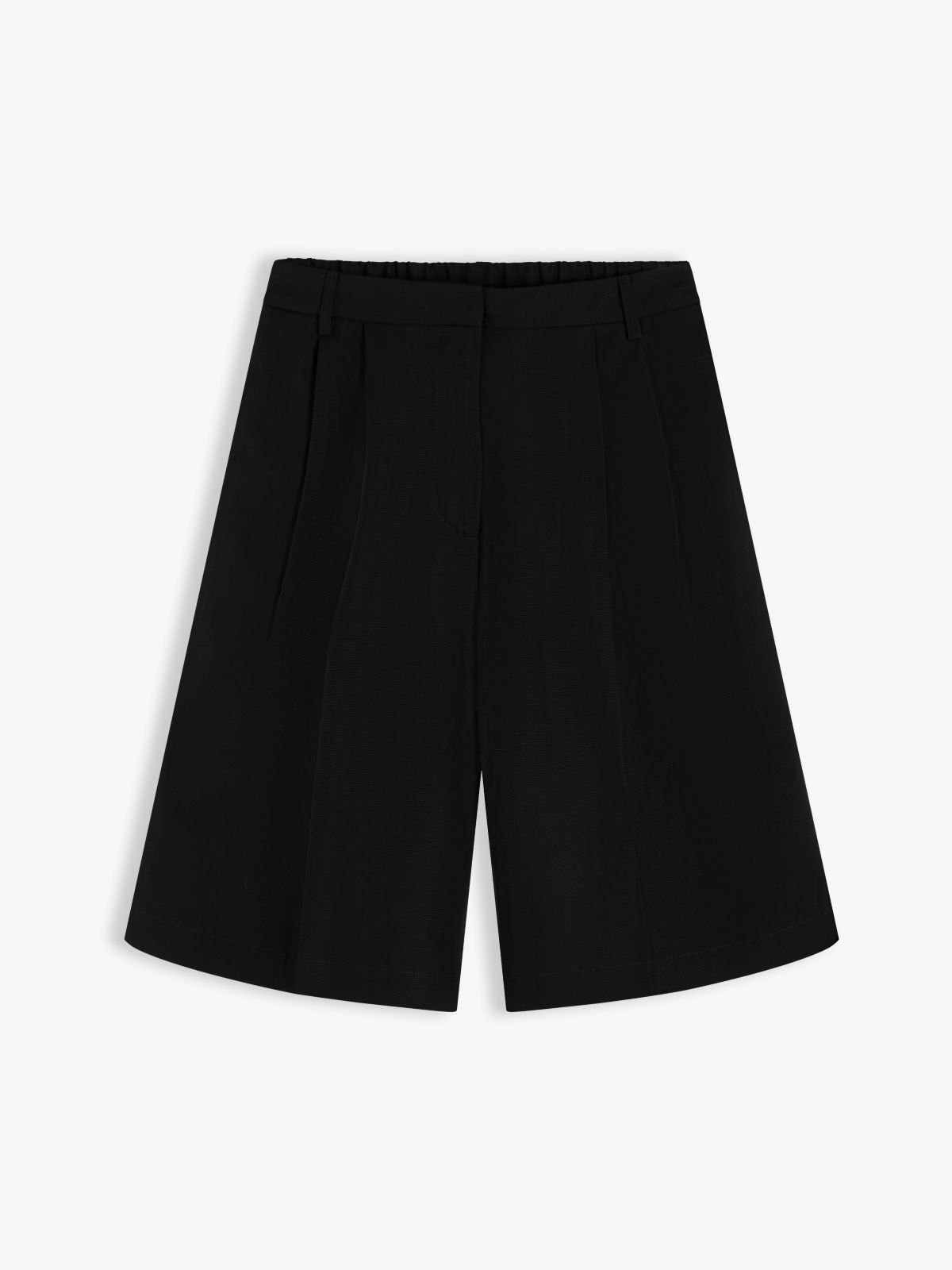 Straight Bermuda Shorts With Linen — Black