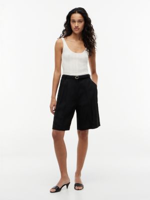 bermudas rectas con lino black de mujeres tommy hilfiger