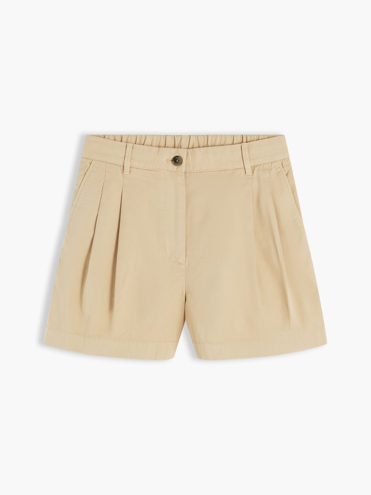 Washed Flared Chino Shorts — Beige