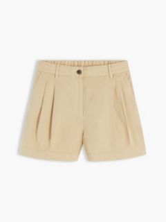 Washed Flared Chino Shorts — Beige 5