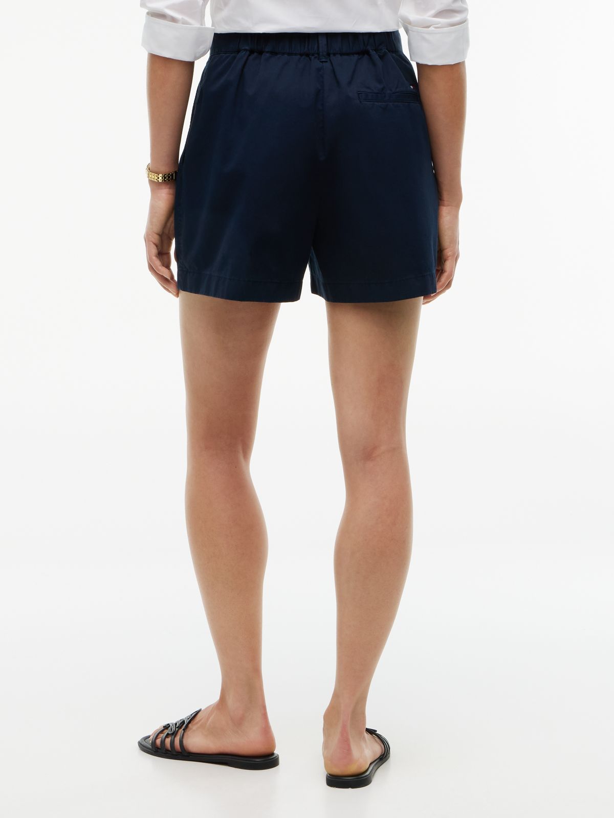 Washed Flared Chino Shorts — Blue