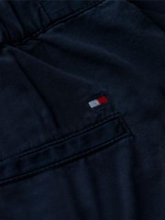 Washed Flared Chino Shorts — Blue 6