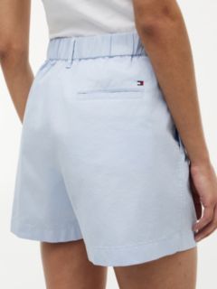Washed Flared Chino Shorts — Blue 3