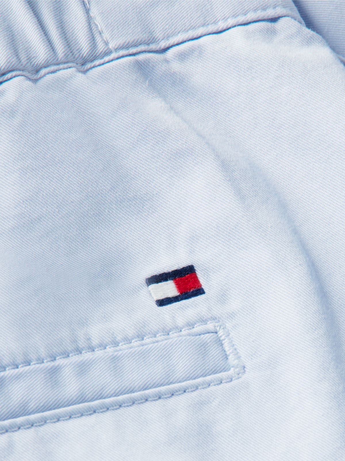 Washed Flared Chino Shorts — Blue