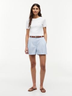 Washed Flared Chino Shorts — Blue 1