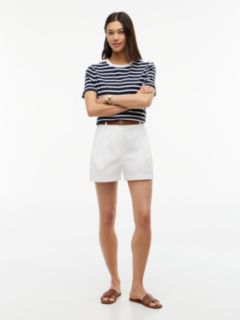 Washed Flared Chino Shorts — White 2