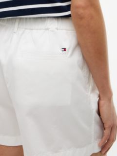 Washed Flared Chino Shorts — White 3