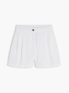 Washed Flared Chino Shorts — White 5