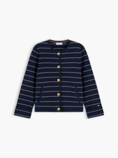 Gold-Tone Button Boxy Cardigan — Multi 5