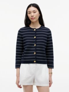 Gold-Tone Button Boxy Cardigan — Multi 1