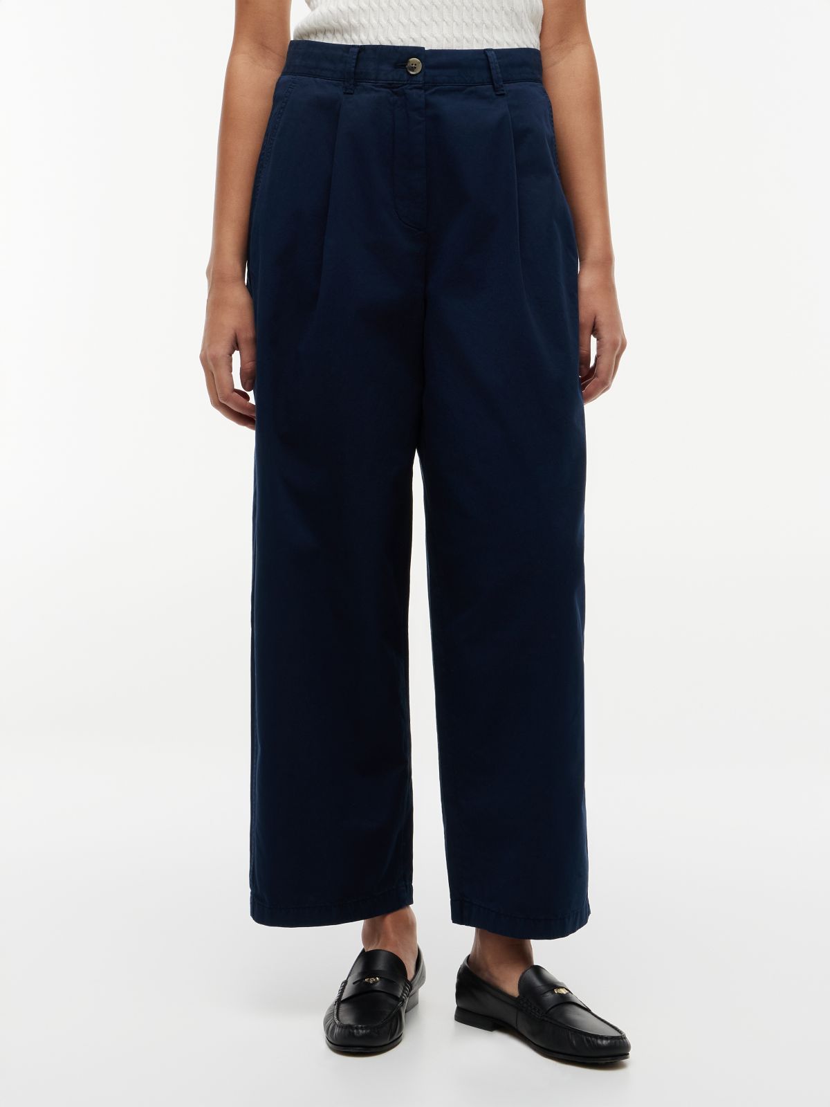 Washed Barrel Leg Chinos — Blue