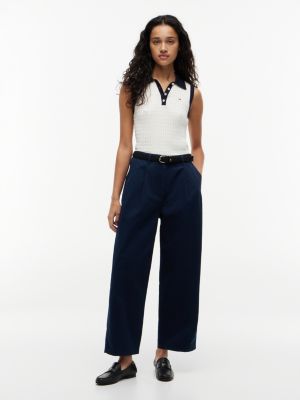 blue washed barrel leg chinos for women tommy hilfiger