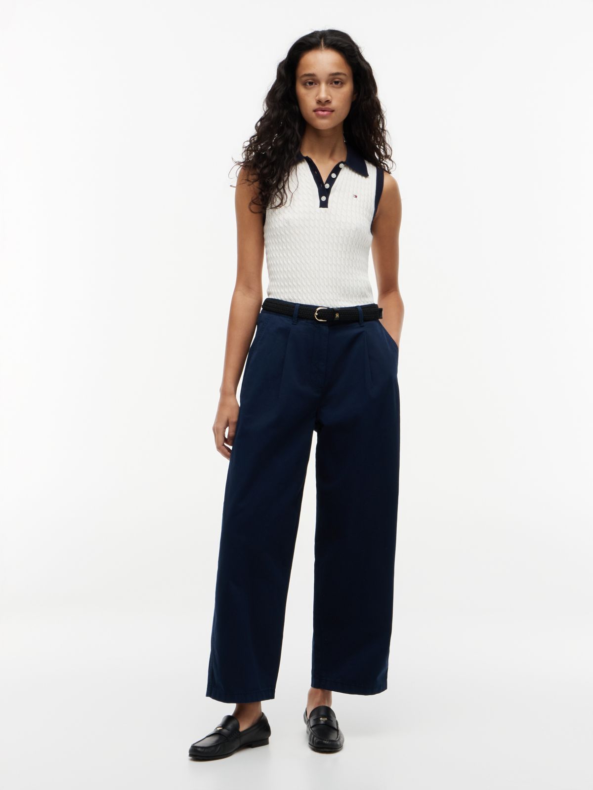 Washed Barrel Leg Chinos — Blue