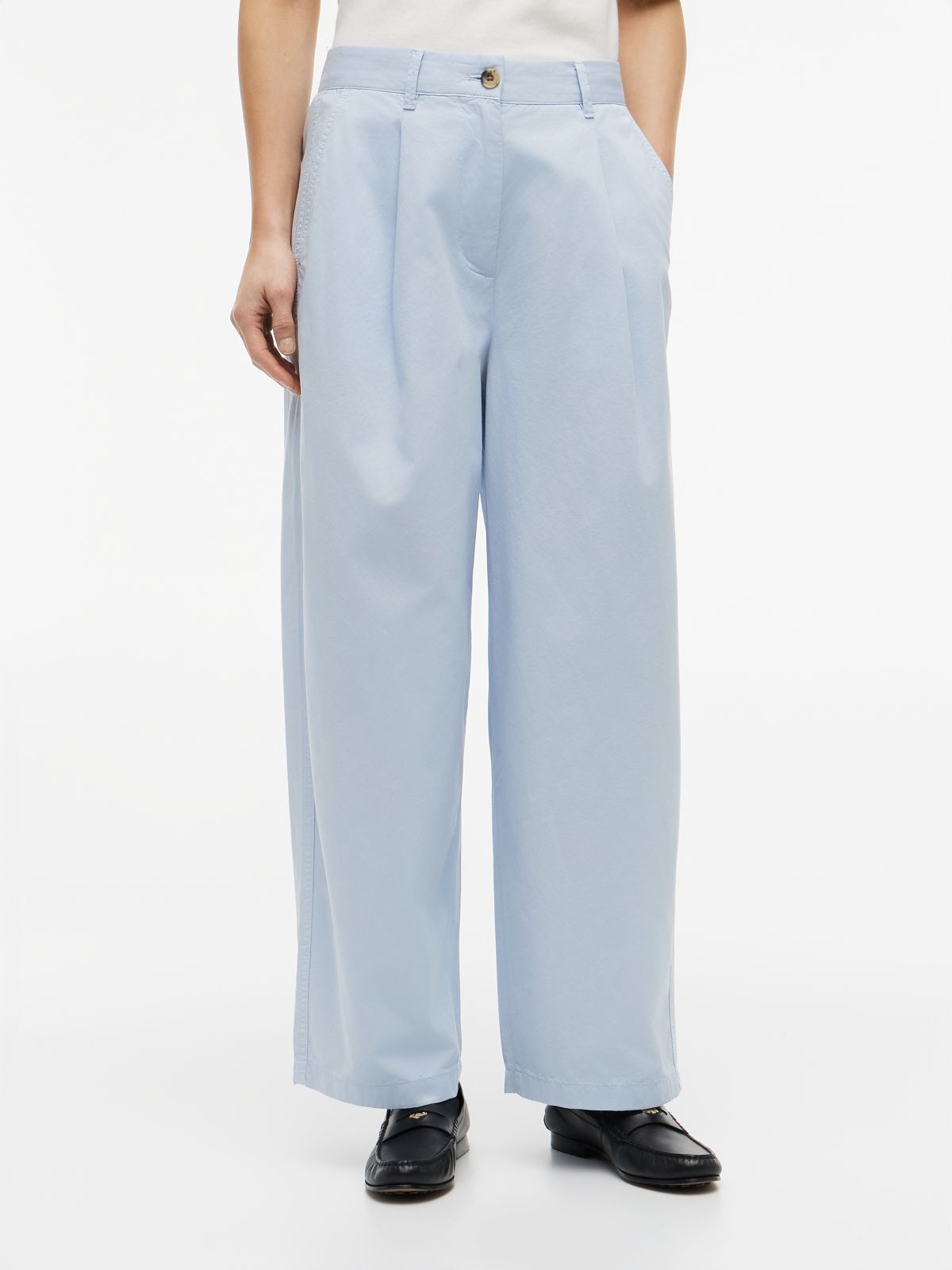 Washed Barrel Leg Chinos — Blue