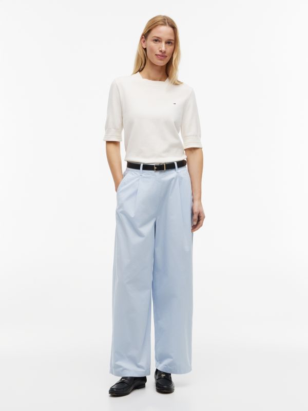Washed Barrel Leg Chinos — Blue