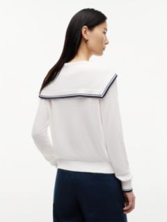 Relaxed Sailor Collar Jumper With Silk — Beige 4