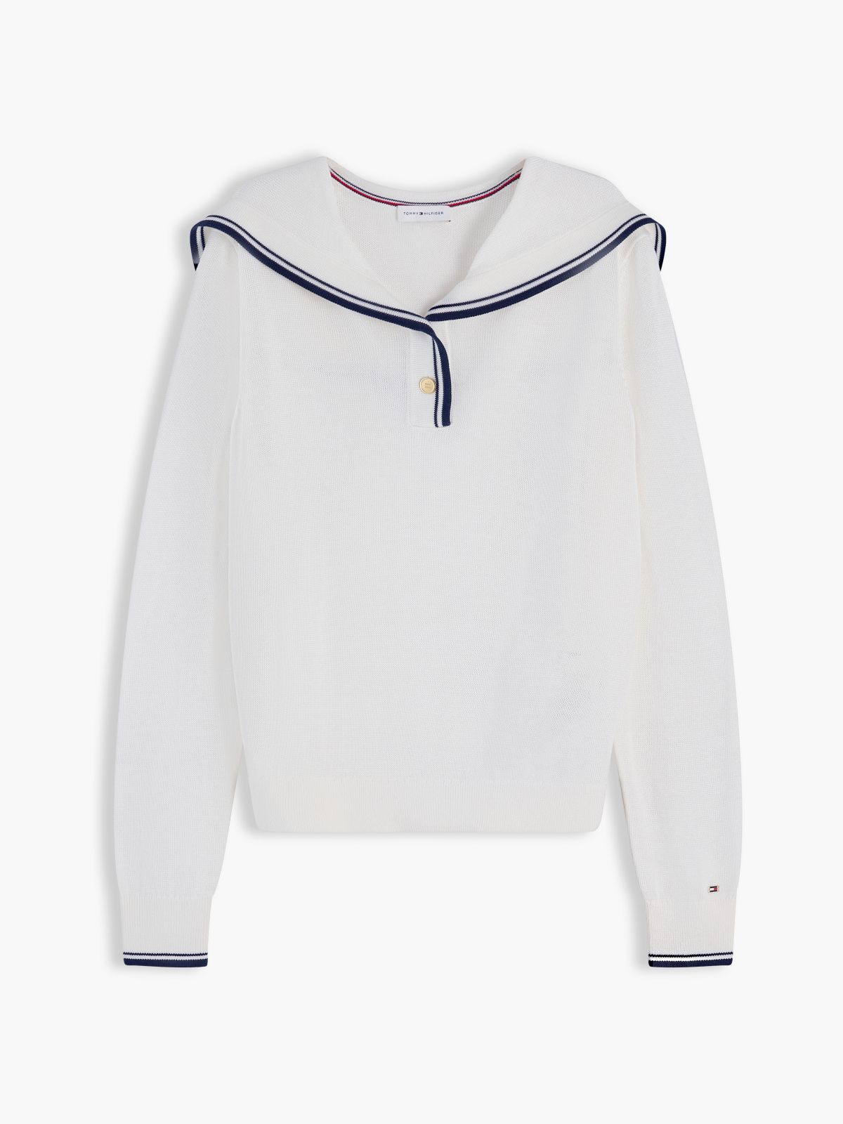 Relaxed Sailor Collar Jumper With Silk — Beige