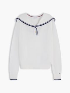 Relaxed Sailor Collar Jumper With Silk — Beige 5