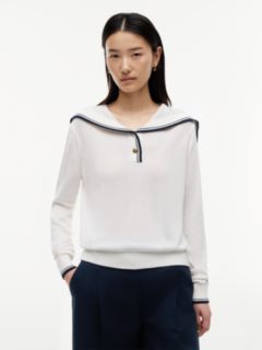 Relaxed Sailor Collar Jumper With Silk — Beige 1