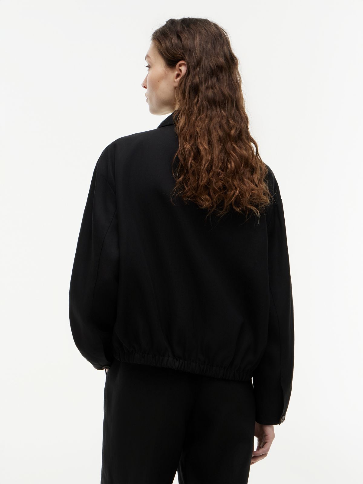 Bomber Jacket With Linen — Black