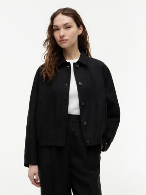 bomber en lin mélangé black pour femmes tommy hilfiger