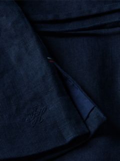Linen Blend Tie Wrap Waistcoat — Blue 6
