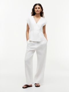 Linen Blend Tie Wrap Waistcoat — White 2
