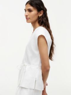 Linen Blend Tie Wrap Waistcoat — White 3