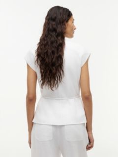 Linen Blend Tie Wrap Waistcoat — White 4