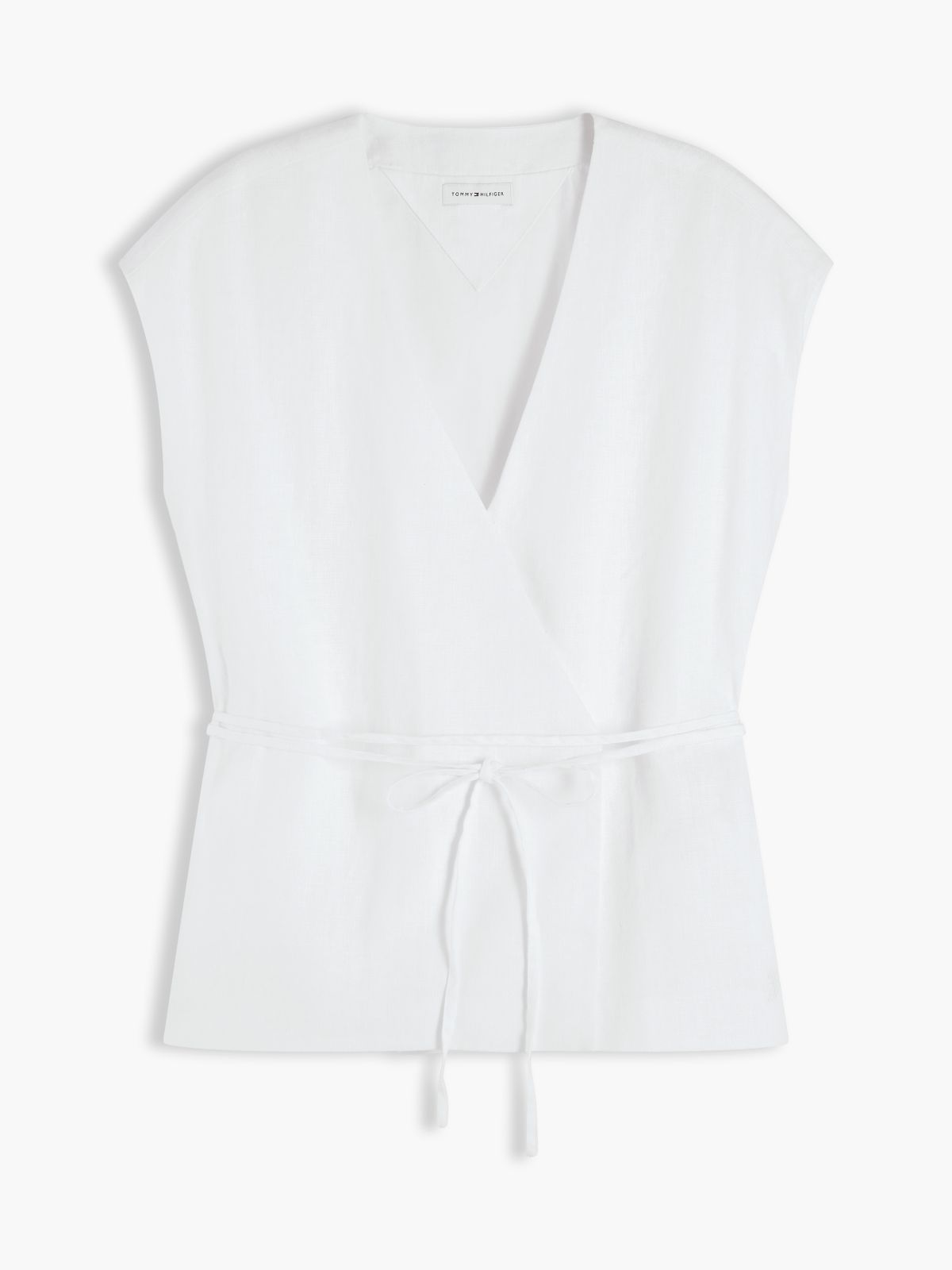 Linen Blend Tie Wrap Waistcoat — White