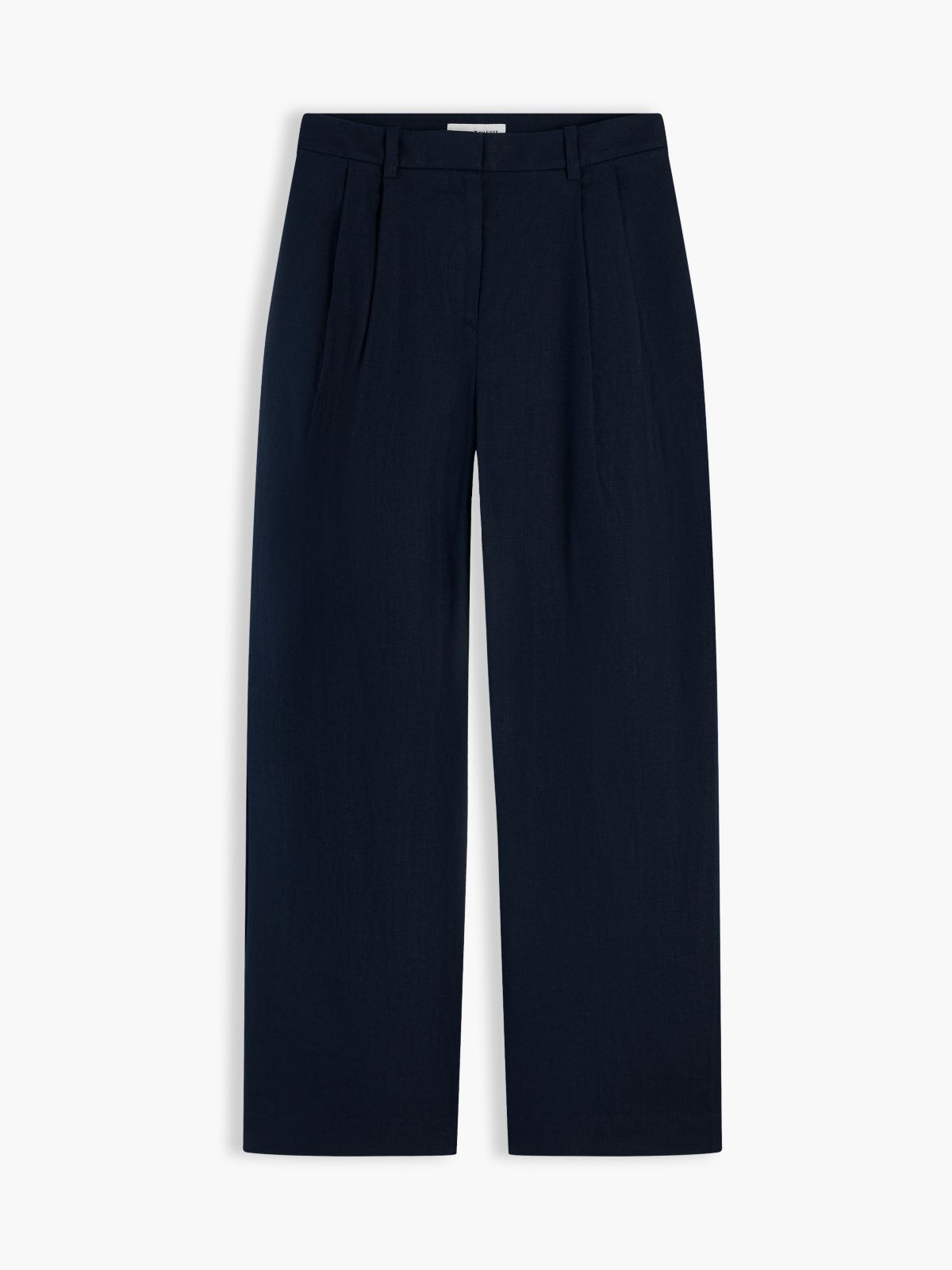 Linen Blend Tailored Wide Leg Trousers — Blue