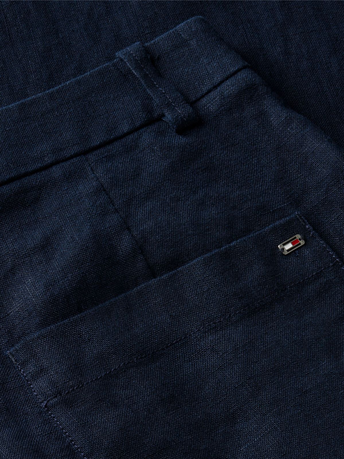 Linen Blend Tailored Wide Leg Trousers — Blue