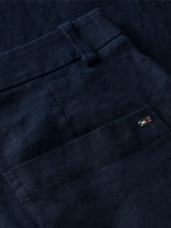 Linen Blend Tailored Wide Leg Trousers — Blue 6