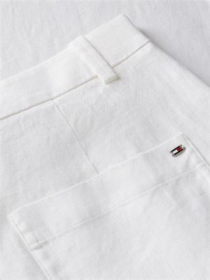 white linen blend tailored wide leg trousers for women tommy hilfiger