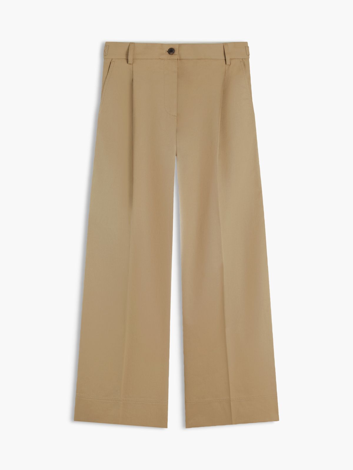 Logo Embroidery Wide Leg Chinos — Brown