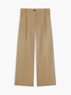 Logo Embroidery Wide Leg Chinos — Brown 5