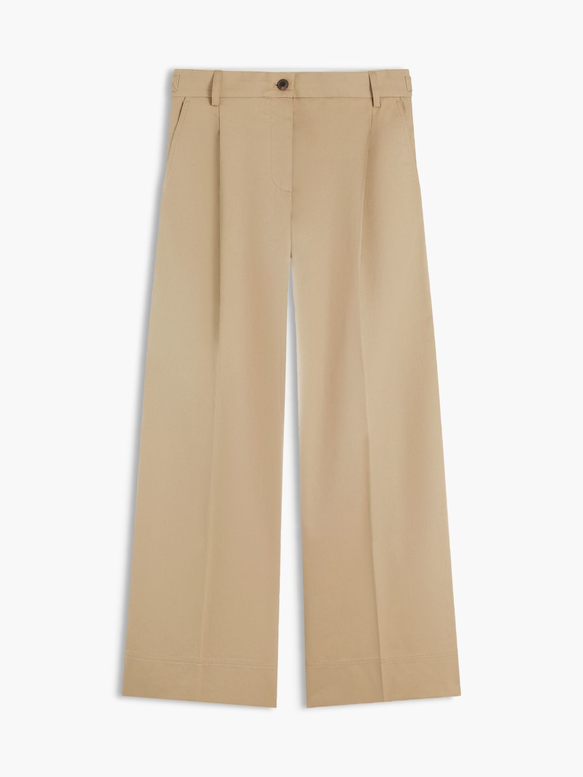 Logo Embroidery Wide Leg Chinos — Brown