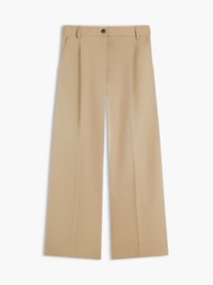 Logo Embroidery Wide Leg Chinos — Brown 6